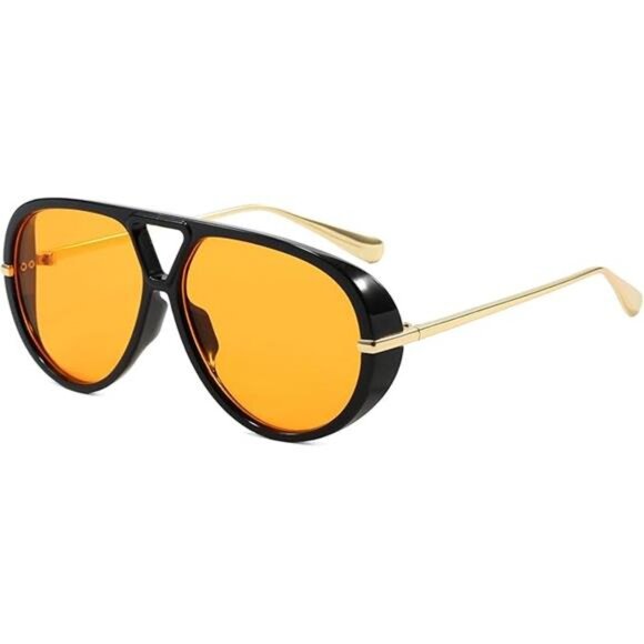 Oversized Aviator Sunglasses Men Women Retro Big Frame UV400 Fashion Shades - Picture 7 of 7